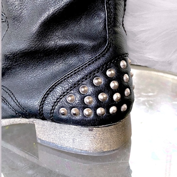 Vegan Leather Studded Combat Boots - Picture 3 of 4